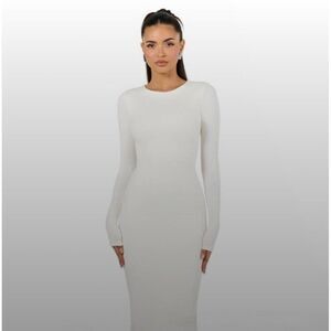 New Naked Wardrobe - S - Long Sleeve Body Con Maxi Dress in White